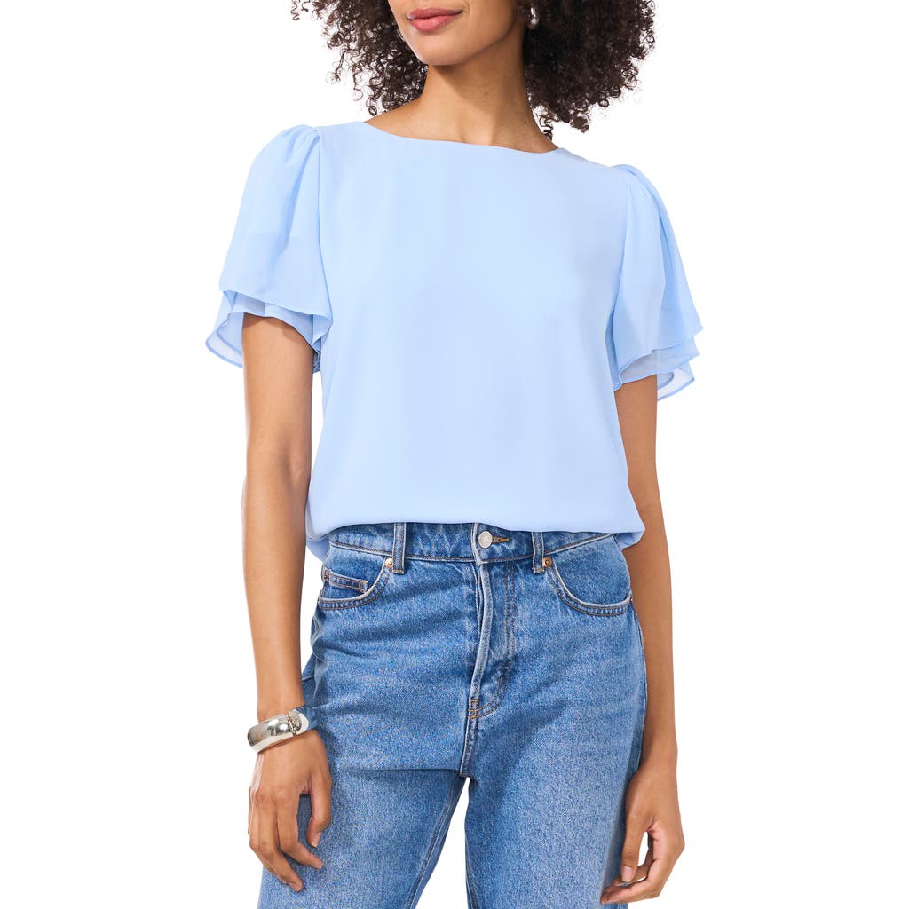 Vince Camuto Tulip Sleeve Chiffon Top In Sky