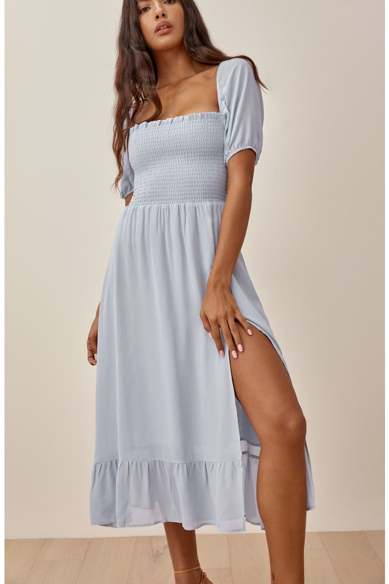 Meadow Floral Print Midi Dress, Alternate, color, MINERAL