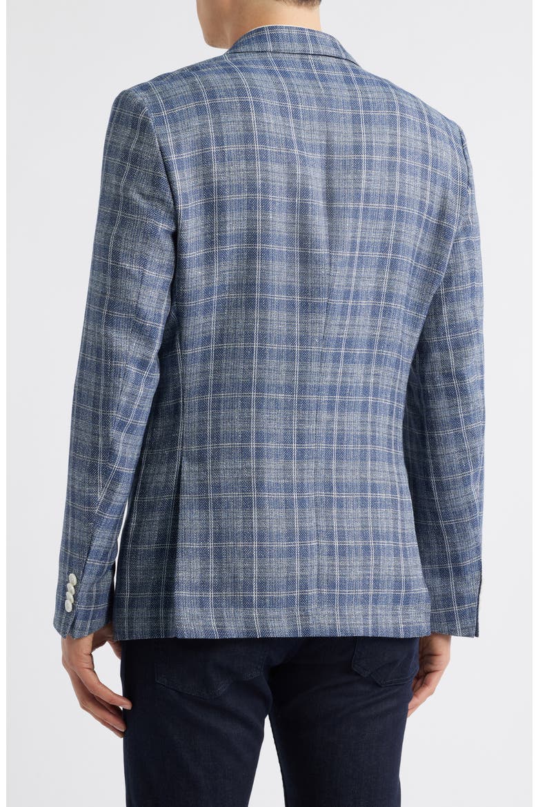 Hutson Plaid Virgin Wool & Linen Sport Coat, Alternate, color, DARK BLUE