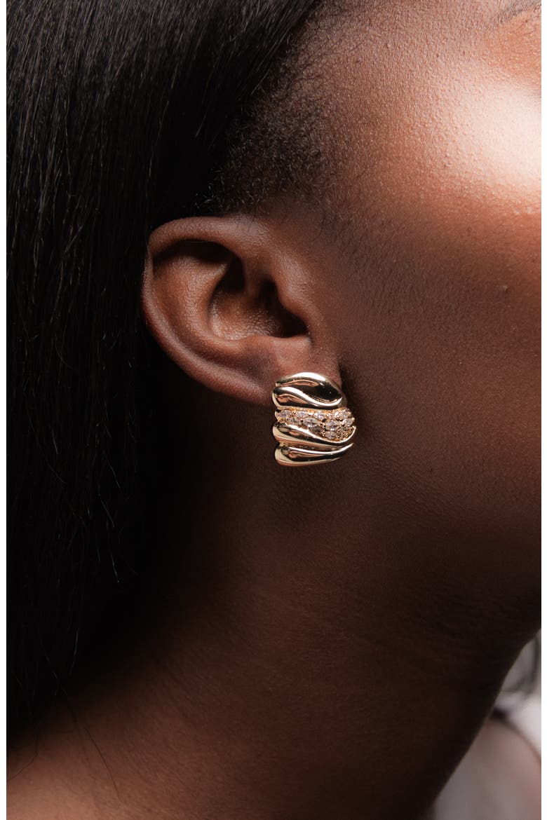 Laque Earrings In Gold And Crystals, Alternate, color, Gold