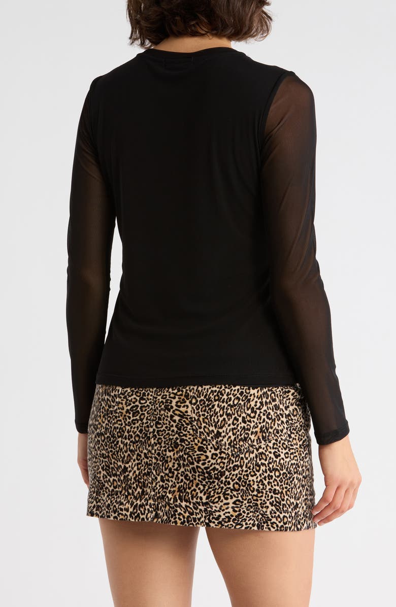 Sanctuary Long Sleeve Sheer Mesh Top, Alternate, color, Black