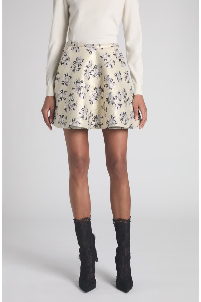 Floral Brocade Miniskirt, Main, color, IVORY