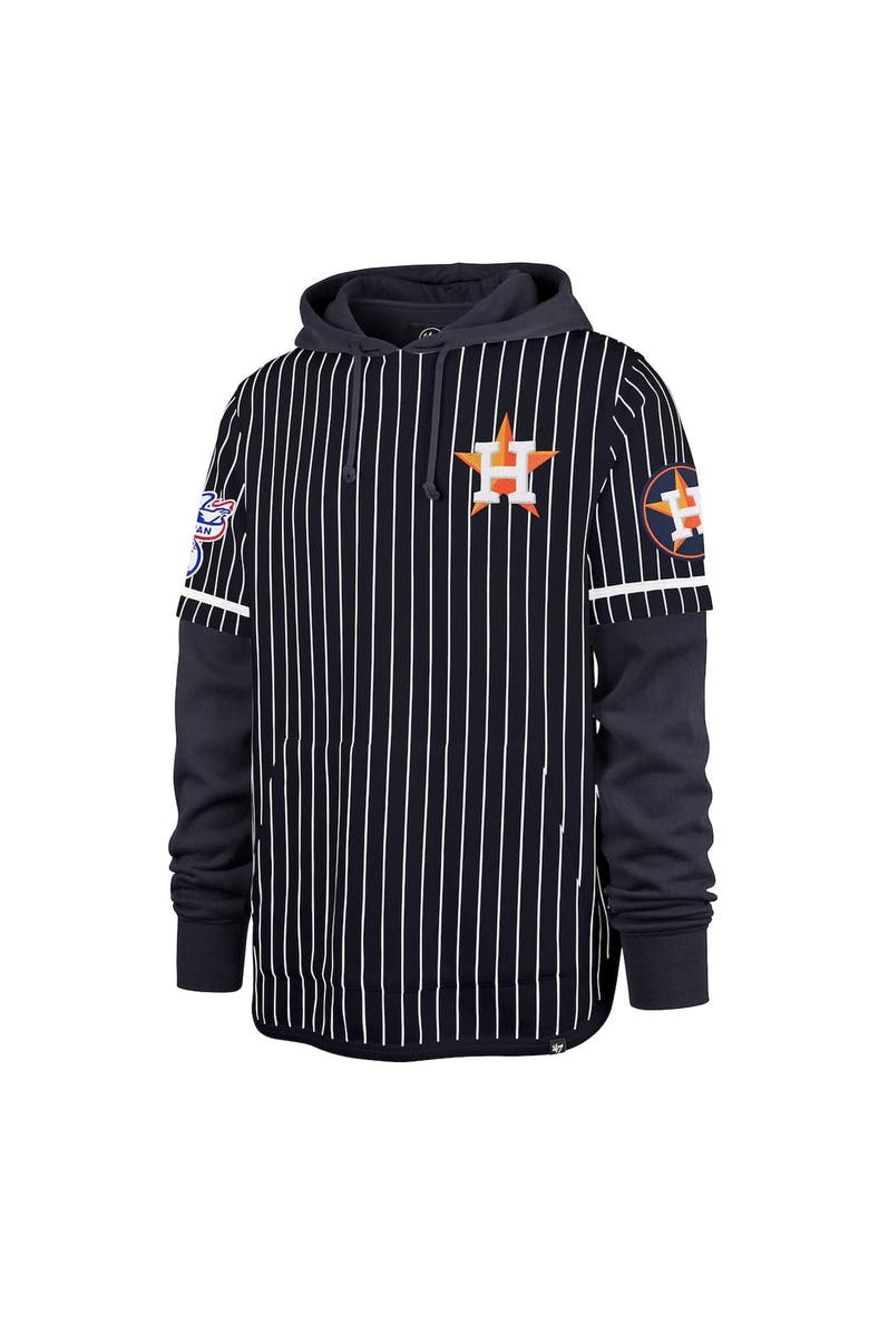'47 Men's '47  Navy Houston Astros Pinstripe Double Header Pullover Hoodie, Alternate, color, Navy