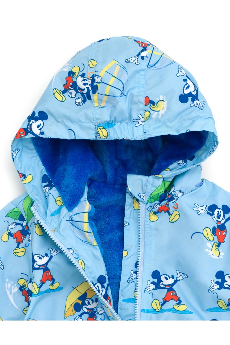 Mickey Mouse Fleece Hooded Rain Jacket, Alternate, color, Mickey Light Blue