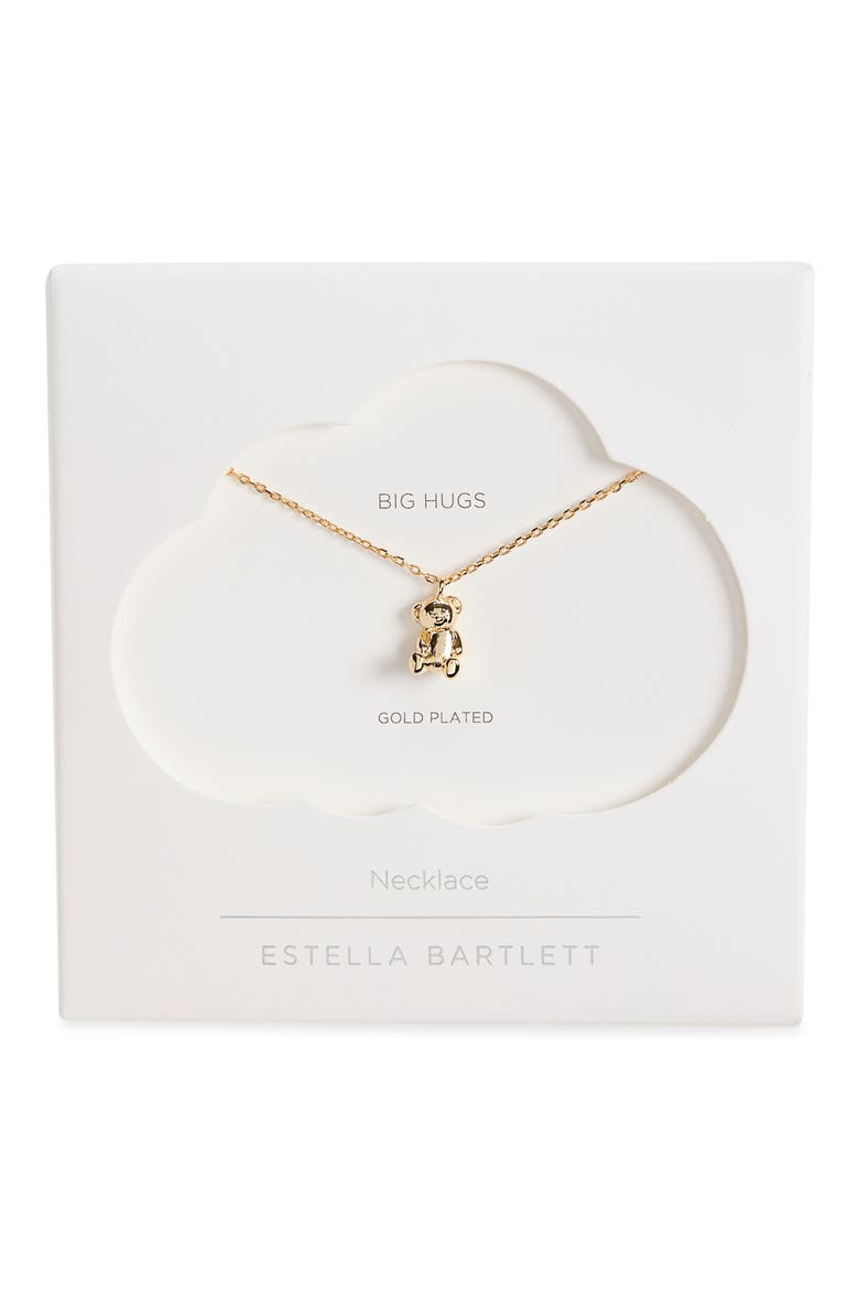 Teddy Bear Pendant Necklace, Alternate, color, GOLD