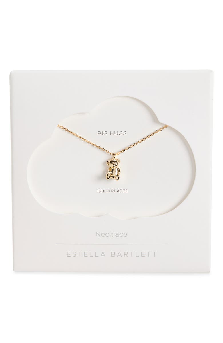 Estella Bartlett Teddy Bear Pendant Necklace, Alternate, color, Gold