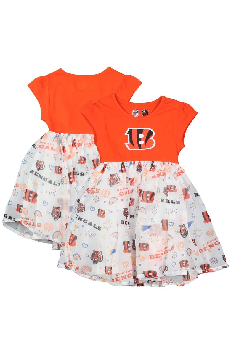 Wes & Willy Girls Toddler Wes & Willy Orange Cincinnati Bengals Princess Dress, Main, color,