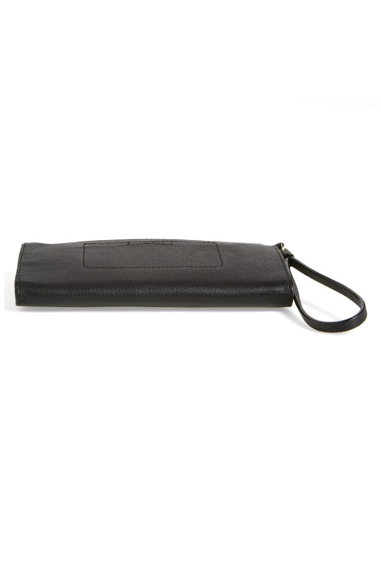 'north court - bow leyna' pebbled leather wristlet clutch (Nordstrom Exclusive), Alternate, color, BLACK