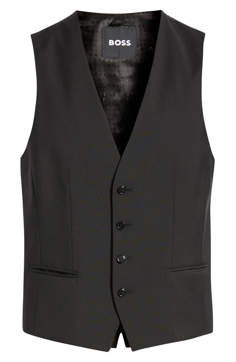 BOSS Houston Slim Fit Black Virgin Wool Suit Vest, Alternate, color, Black