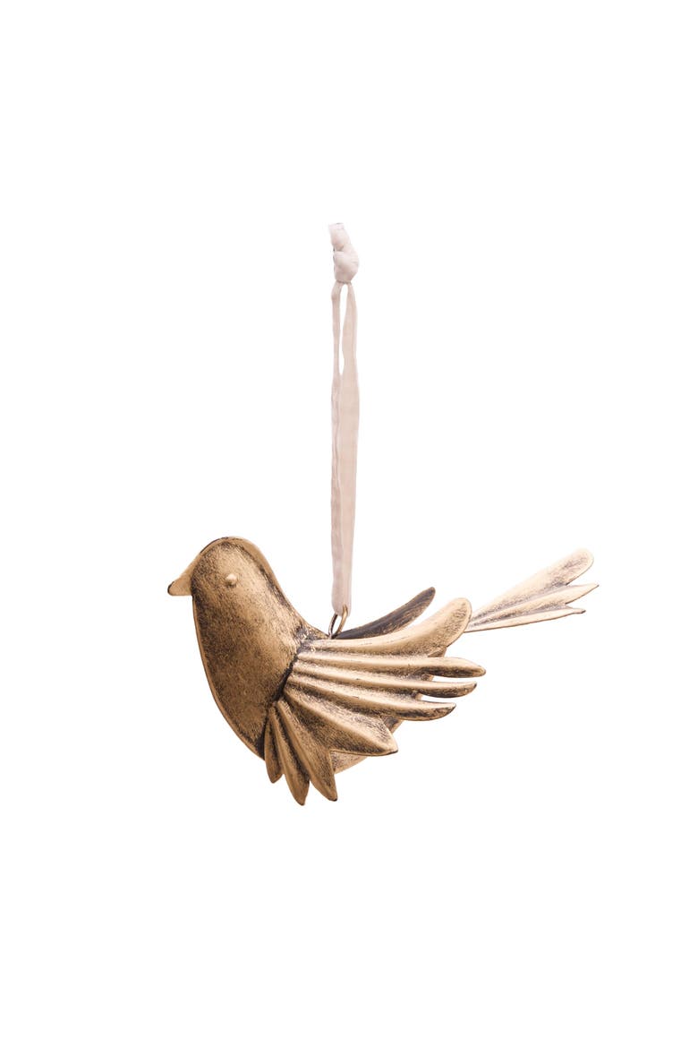 Dove Brass Metal Christmas Tree Ornament, Main, color, Gold
