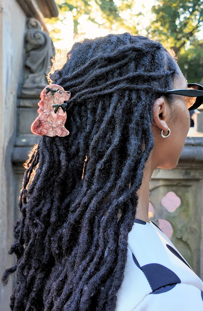 Solar Eclipse Hand Painted Puppy Claw Clip, Alternate, color, Brown