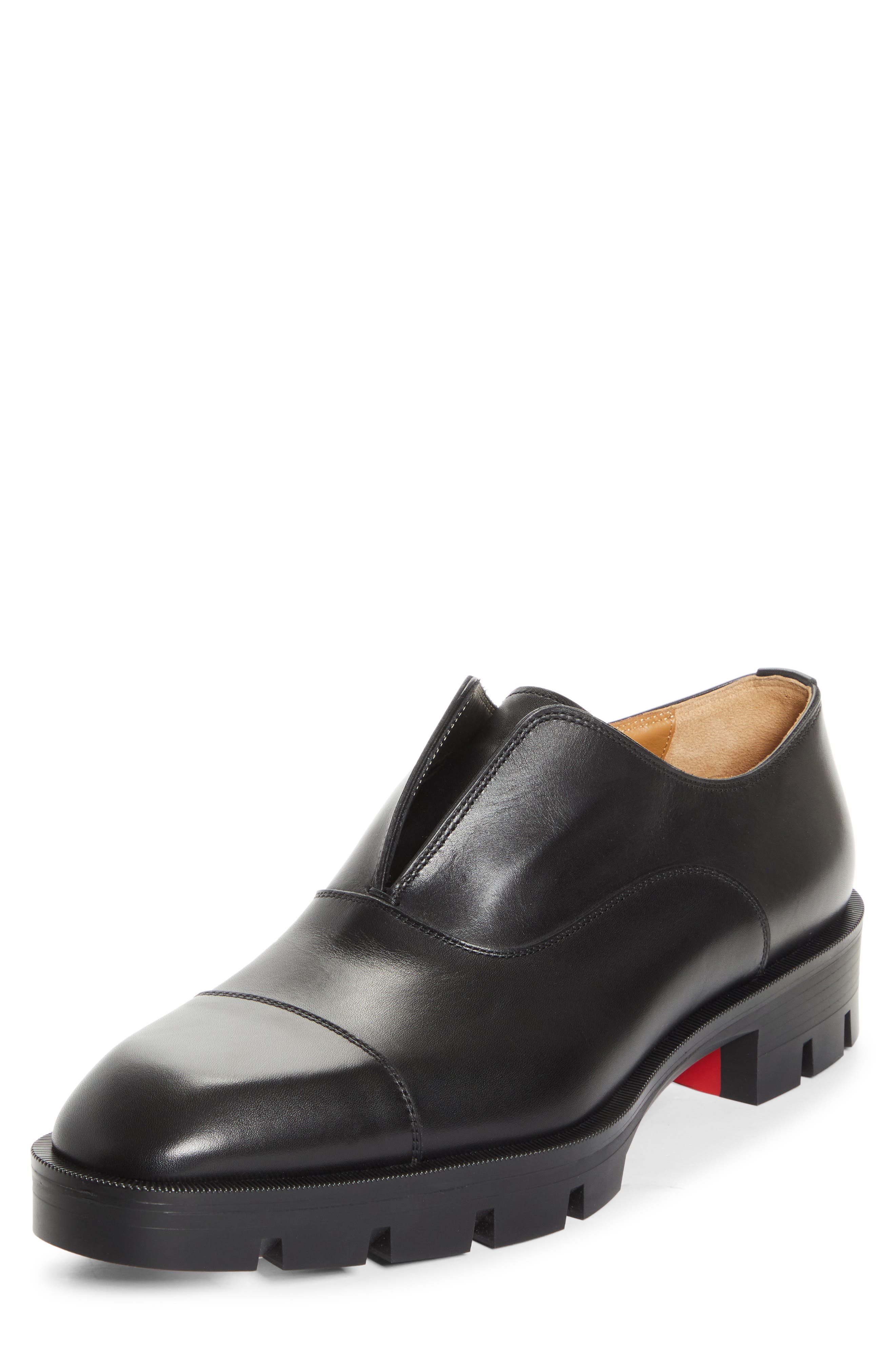 Christian Louboutin Alpha Lion Cap Toe Slip-On, Main, color, Black