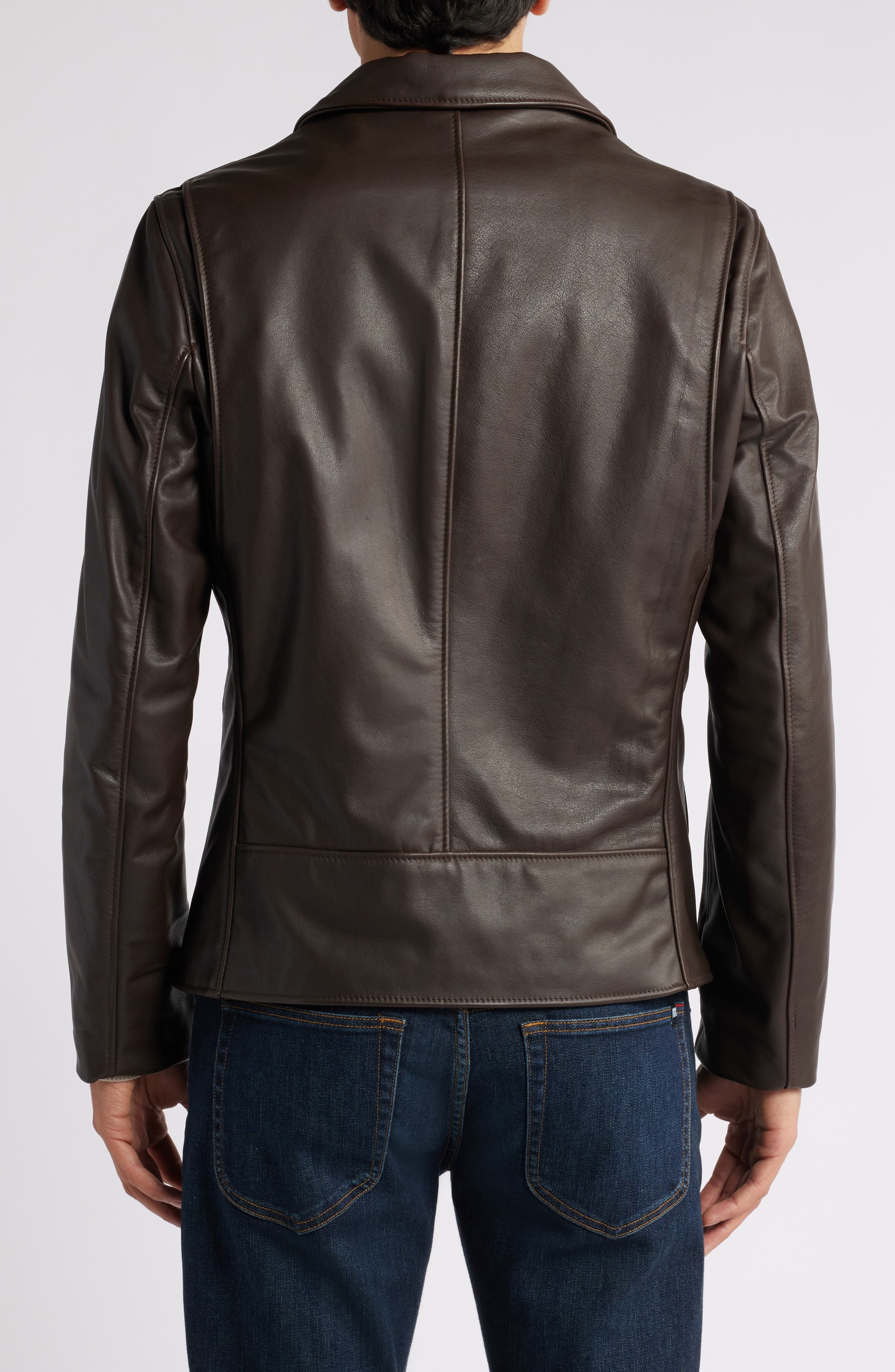Waxy Cowhide Leather Moto Jacket - image 2