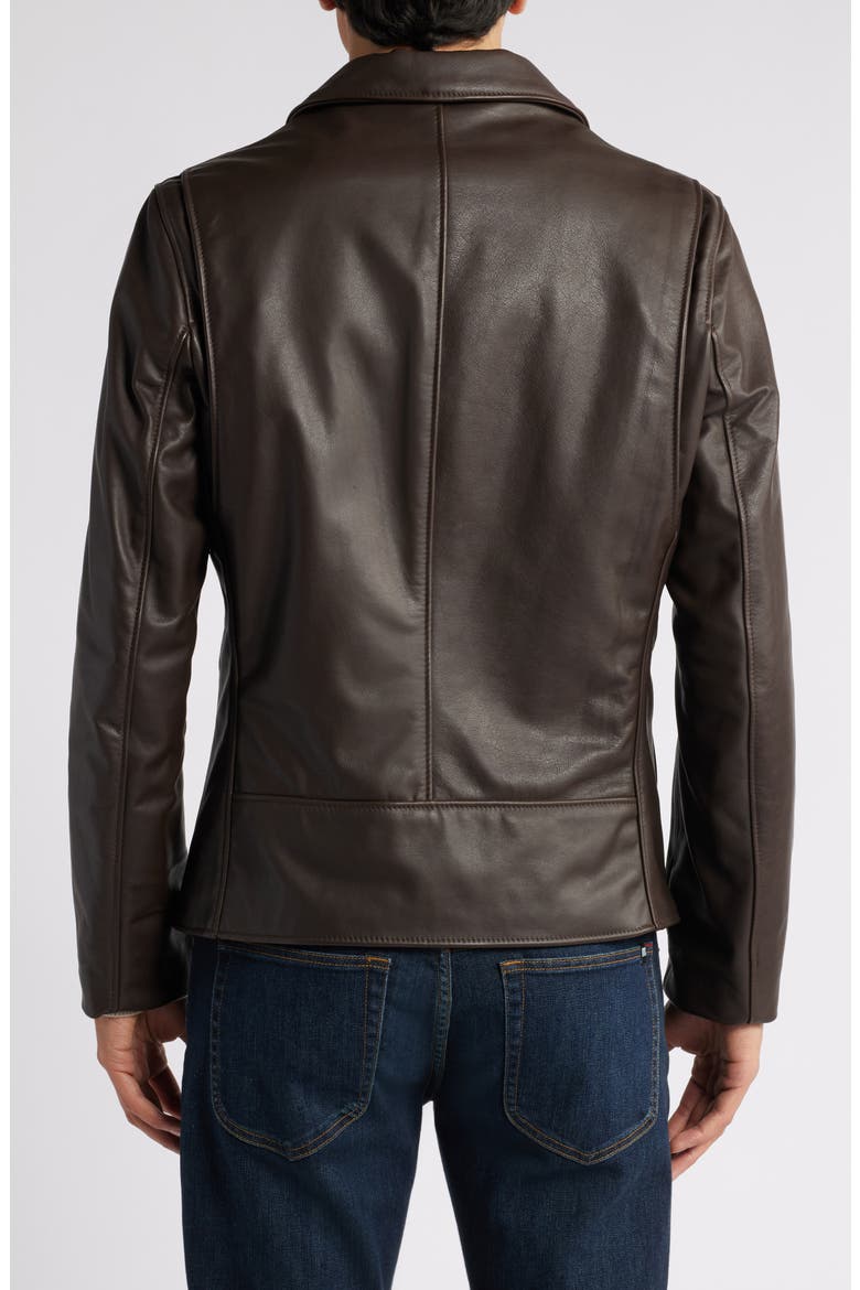Waxy Cowhide Leather Moto Jacket, Alternate, color, BROWN