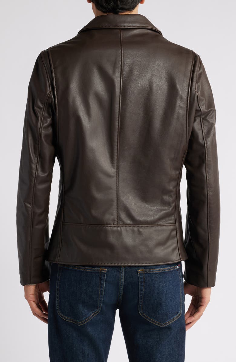 Schott NYC Waxy Cowhide Leather Moto Jacket, Alternate, color, Brown