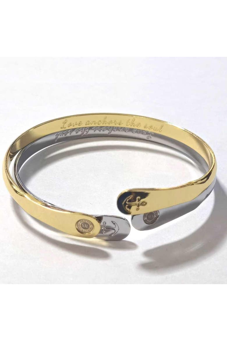 Anchor Bracelet  Engraved Love Anchors the Soul, Alternate, color, Gold