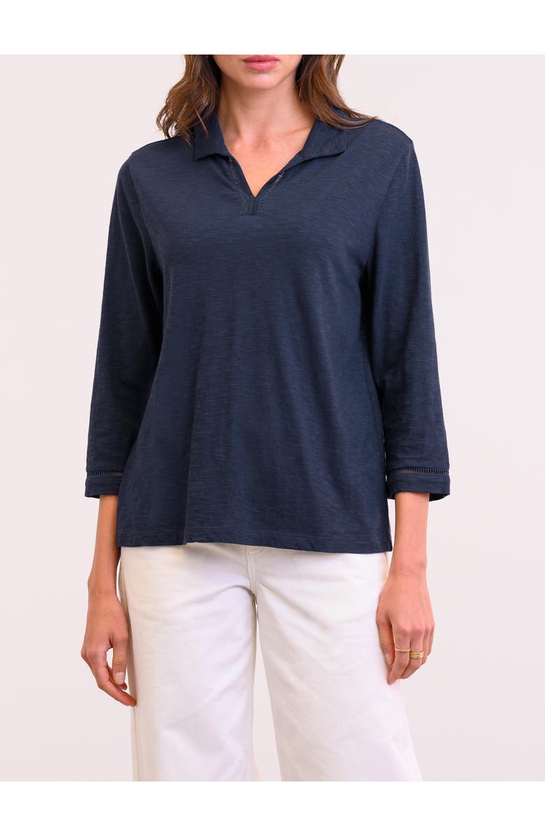 Celtic & Co. Slub Jersey Trim Detail Polo Top, Alternate, color, Dark Navy