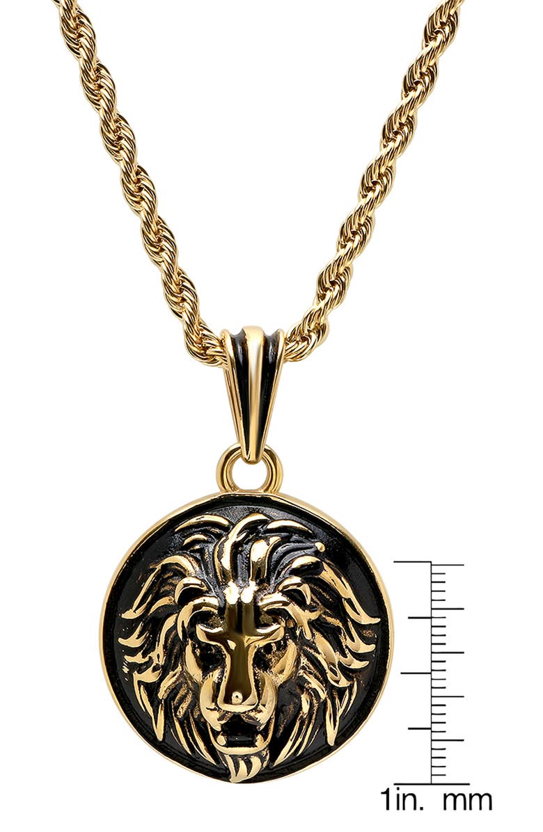 STEELTIME Men's Lion Pendant Necklace, Alternate, color, Yellow