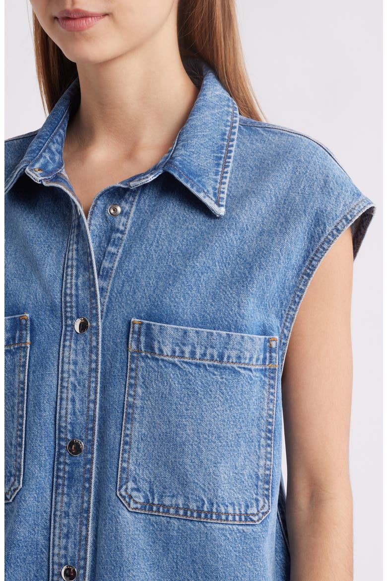 The Sleeveless Denim Mini Shirtdress, Alternate, color, METHOD