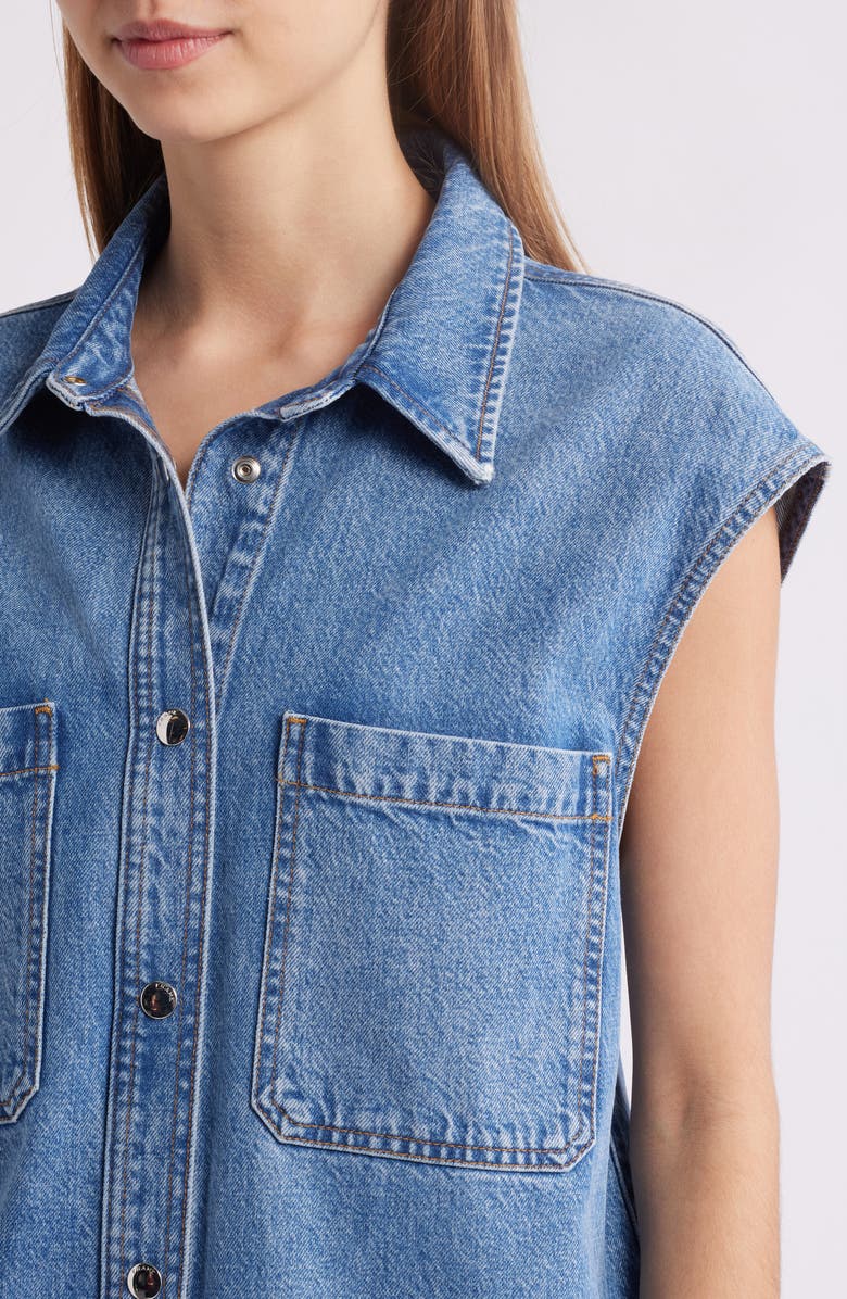 FRAME The Sleeveless Denim Mini Shirtdress, Alternate, color, Method