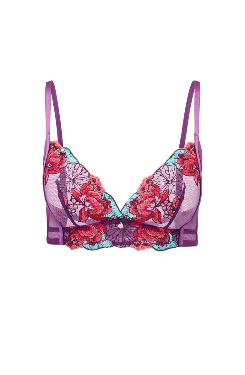 Adore Me Emilie Unlined Bralette Bra, Alternate, color, Floral Purple