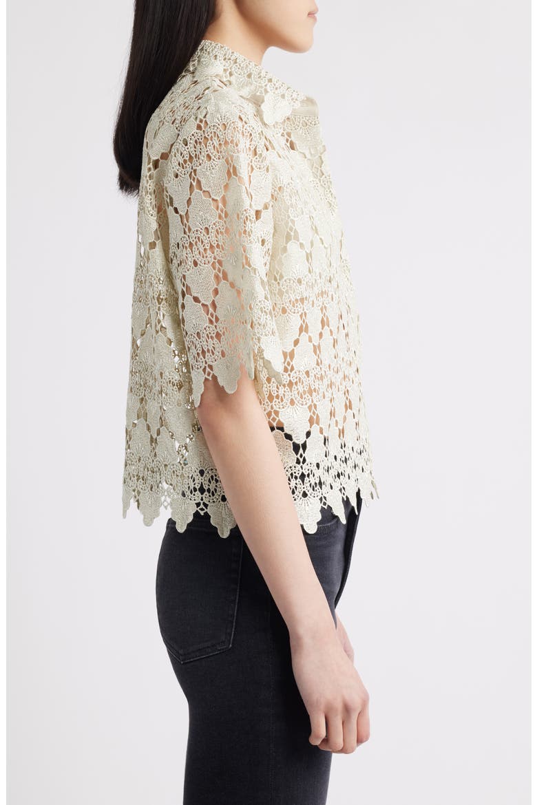Lace Button-Up Shirt, Alternate, color, SOFT MINT