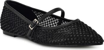 Nine West ポイントトゥ クリスタル フラット シューズ Bray Nine West Bray Pointed Toe Flat (Women) | Nordstrom