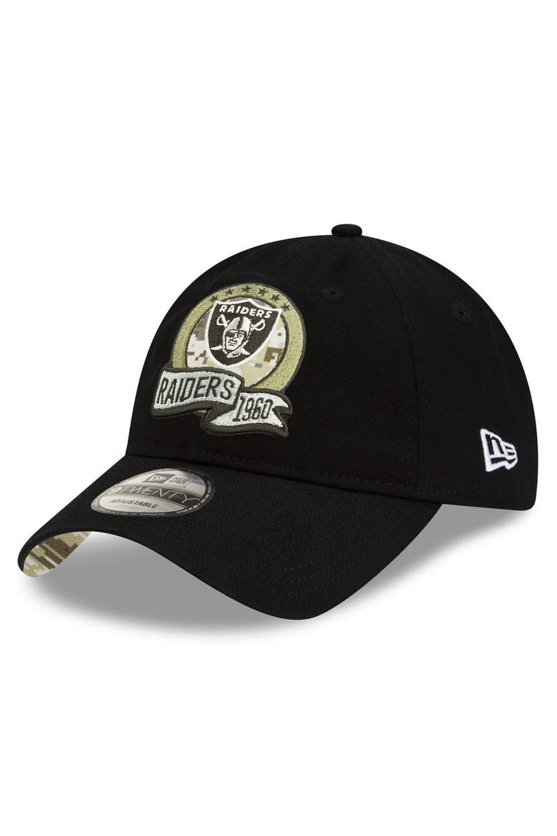 Men's New Era Black Las Vegas Raiders 2022 Salute To Service 9TWENTY Adjustable Hat, Alternate, color, Black