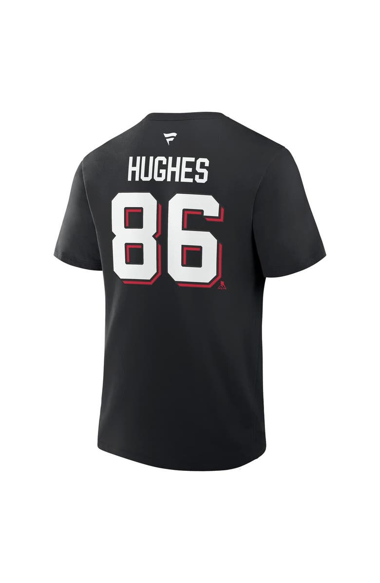 FANATICS Men's Fanatics Jack Hughes Black New Jersey Devils Authentic Stack Name & Number T-Shirt, Alternate, color, Black