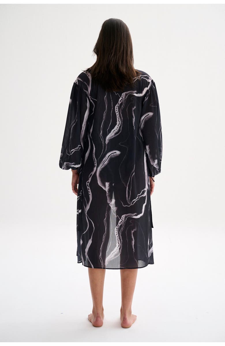 Nelblu Swimwear Marble Wrap Dress, Alternate, color, Print Black