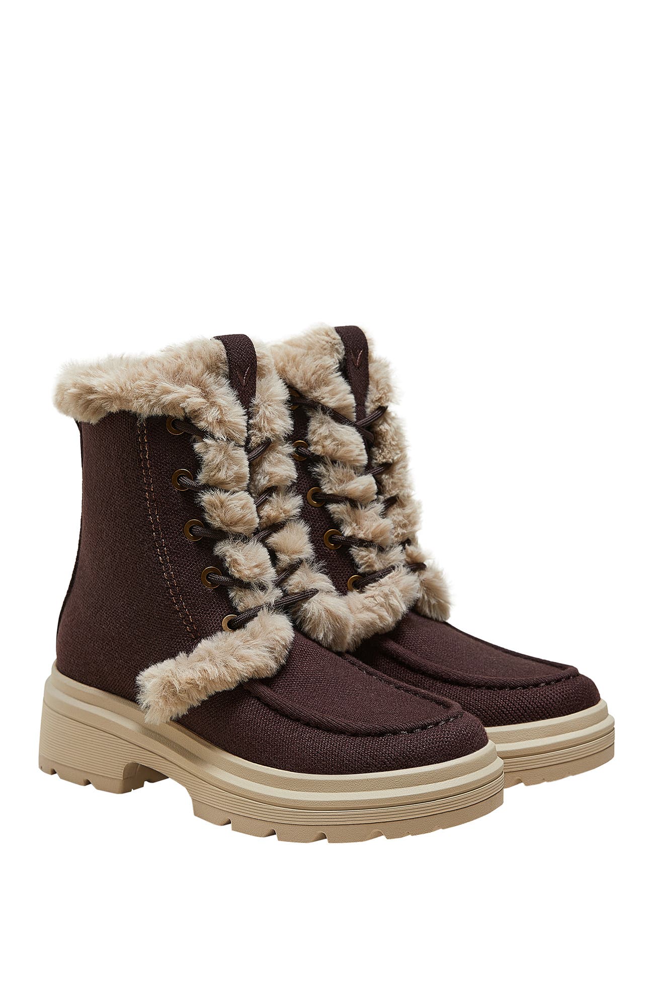Terry Faux Fur Water-Repellent Lightweight Warm Boots, Main, color, Dark Chocolate