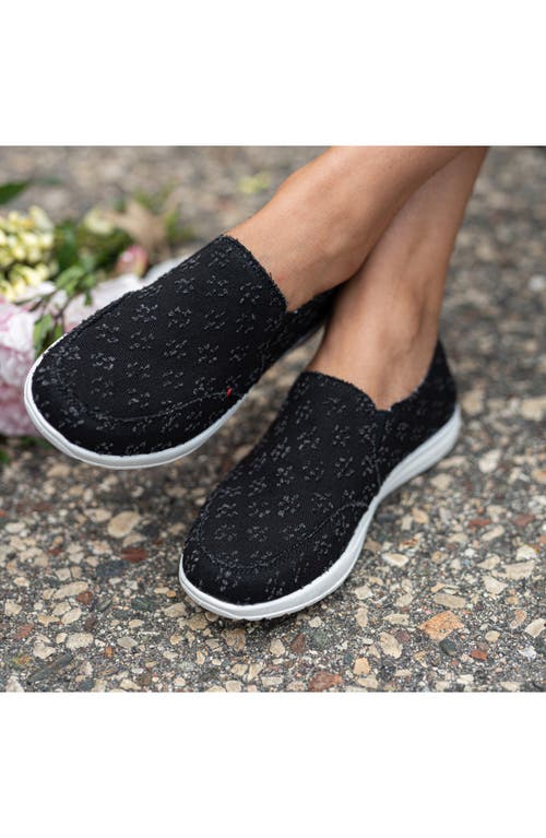 Minnetonka Expanse Slip-on Sneaker In Black Distressed Denim