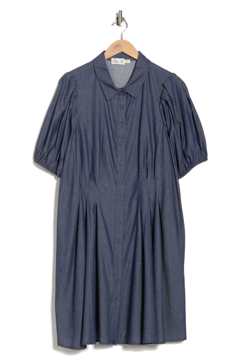 Cotton Puff Sleeve Shirtdress, Alternate, color, DENIM