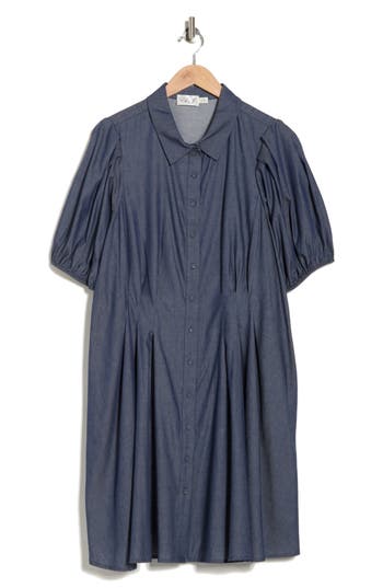 Eliza J Cotton Puff Sleeve Shirtdress
