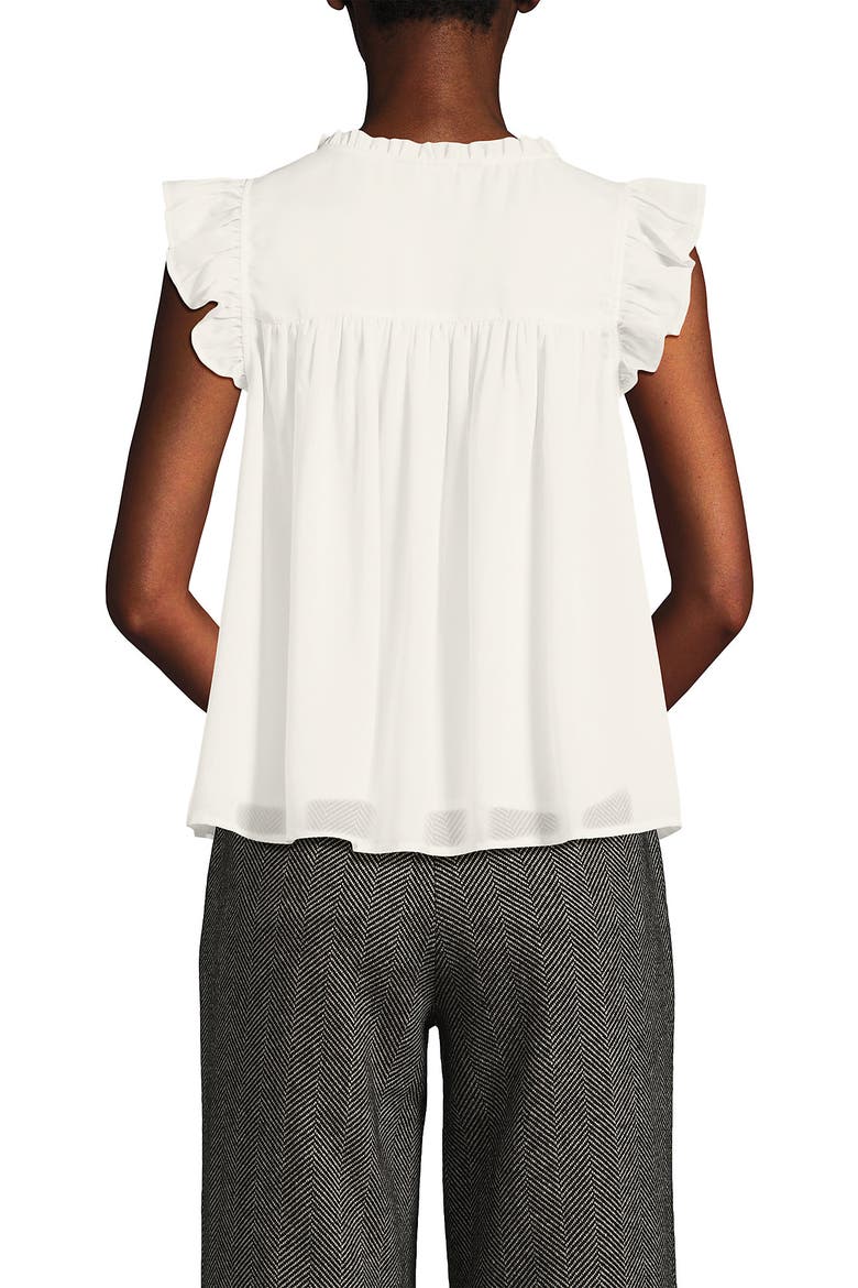 Split Neck Satin Ruffle Blouse, Alternate, color, Ivory