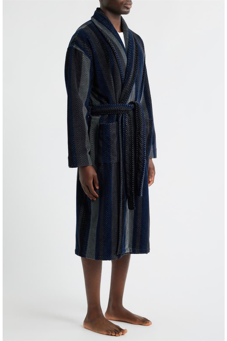 Four Star Shawl Collar Cotton Velour Robe, Alternate, color, NAVY