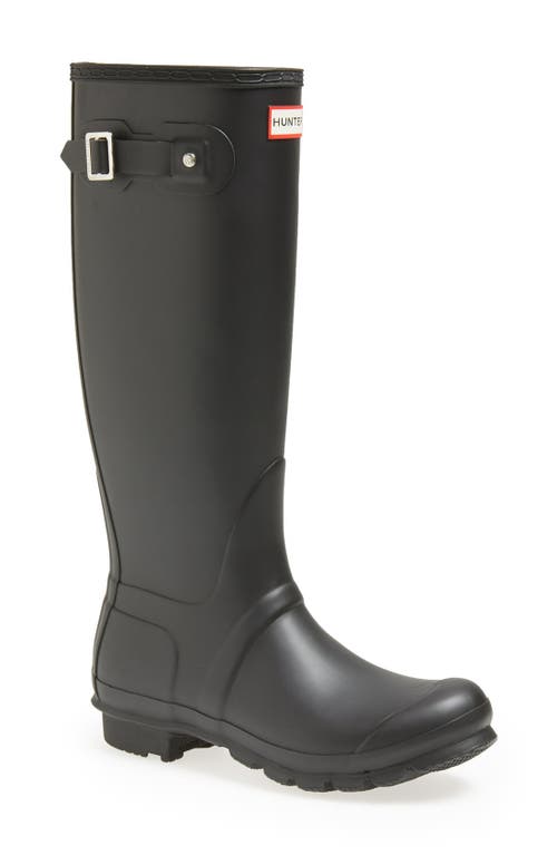 Hunter Womens Solid Black Rubber Knee High Rain Boots Shoes In Black