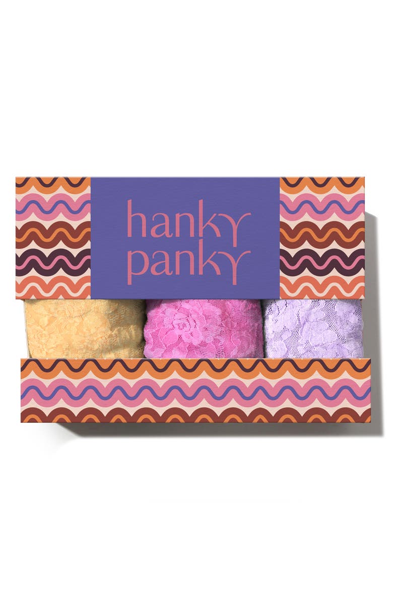 Hanky Panky Assorted 3-Pack Lace Original Rise Thongs, Alternate, color, Adcw