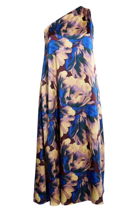 Glena One Shoulder Satin Maxi Dress