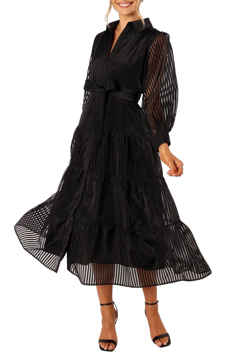 Petal & Pup Neve Long Sleeve Tiered Shirtdress, Main, color,