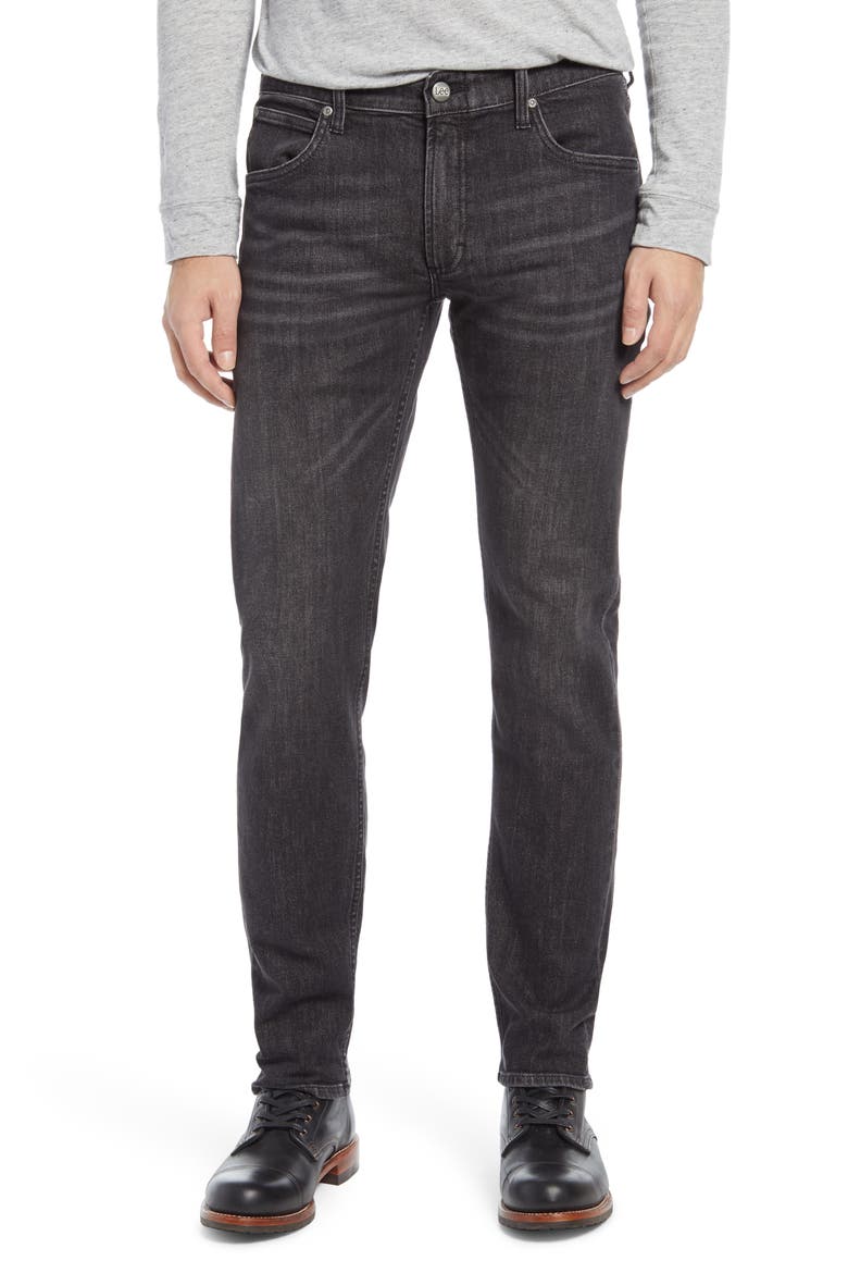 Slim Straight Leg Jeans, Main, color, BLACK