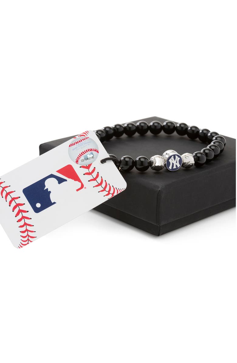 Cufflinks, Inc. MLB Yankees Baseball Beaded Stretch Bracelet, Alternate, color,