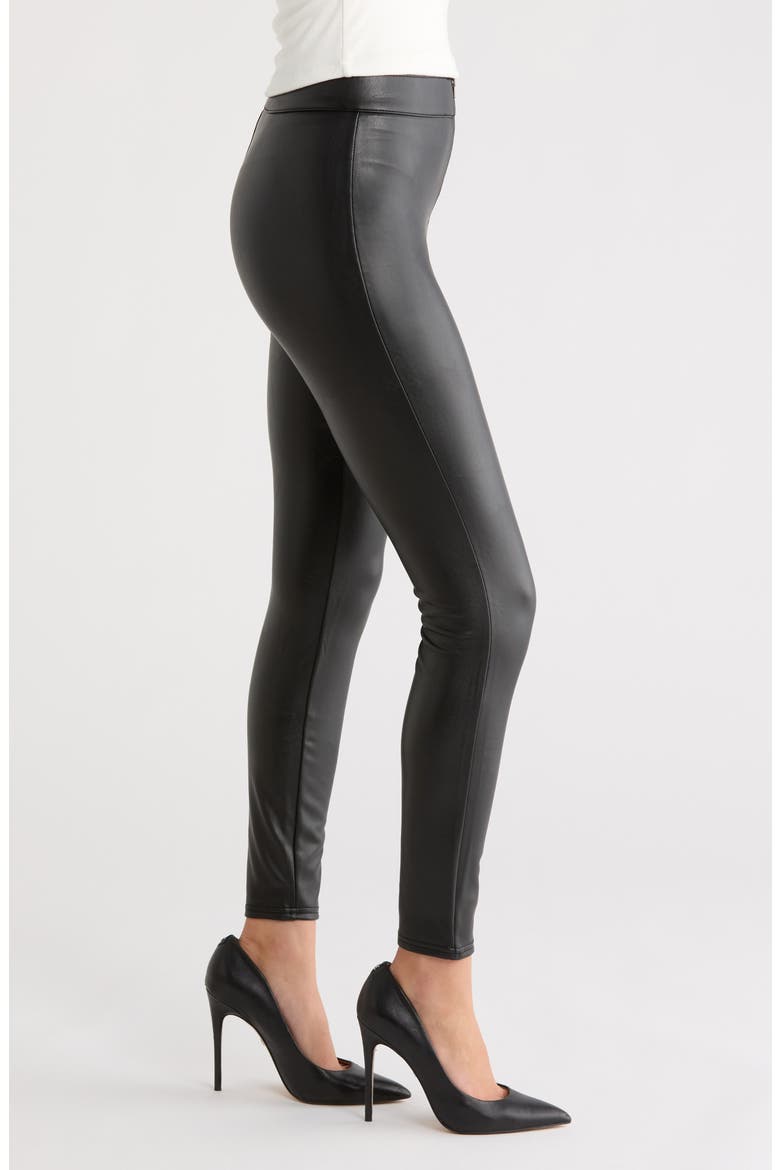 Front Zip Faux Leather Leggings, Alternate, color, BLACK