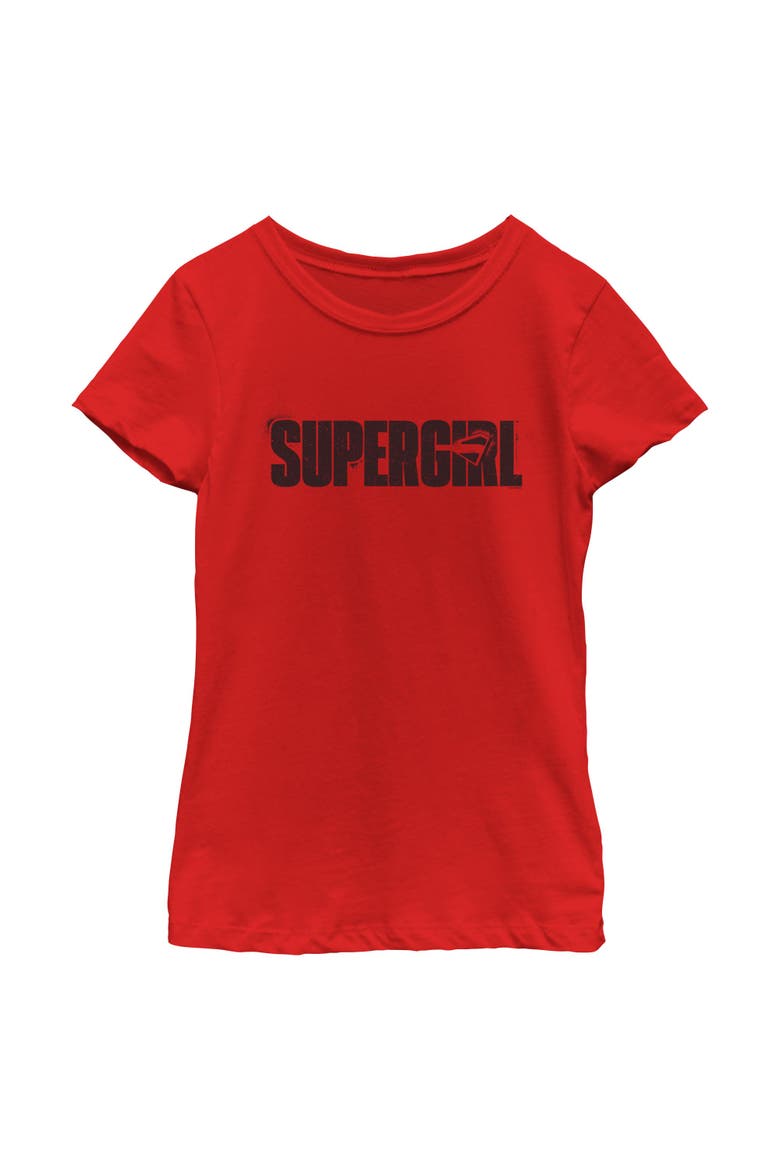 Girl's Supergirl New Spray Logo  Graphic T-Shirt, Main, color, Red