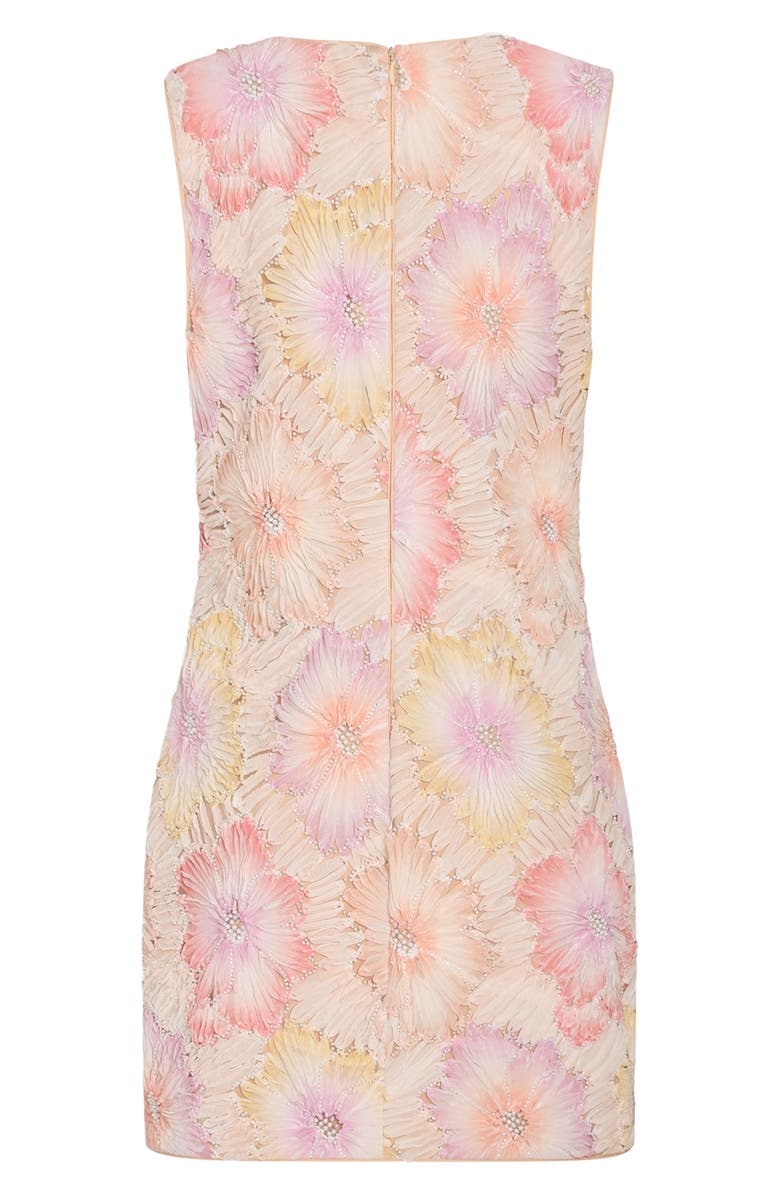 Milly Ivette Beaded Floral Appliqué Shift Minidress, Alternate, color, Rainbow Multi