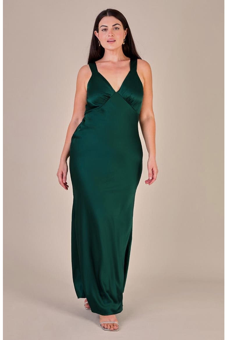 Amelia V-Neck Dress, Alternate, color, Forest Green