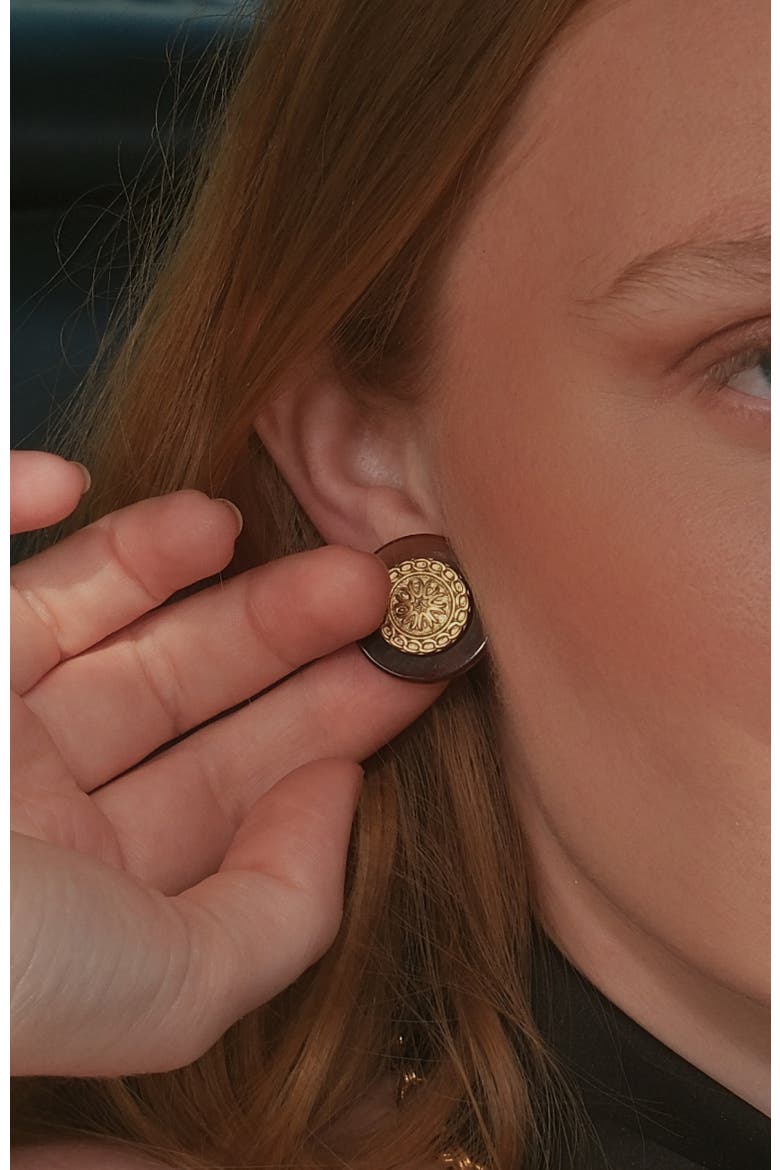 Retro Coin Earrings, Alternate, color, Gold & Red
