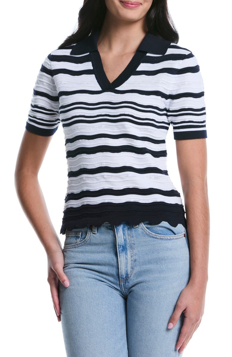 Laundry by Shelli Segal Mermaid Short Sleeve Top, Main, color, Peacoat