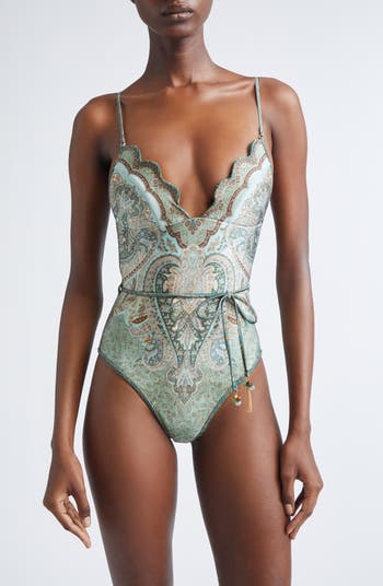 Zimmermann Wanderlust Scalloped One-Piece Swimsuit | Nordstrom