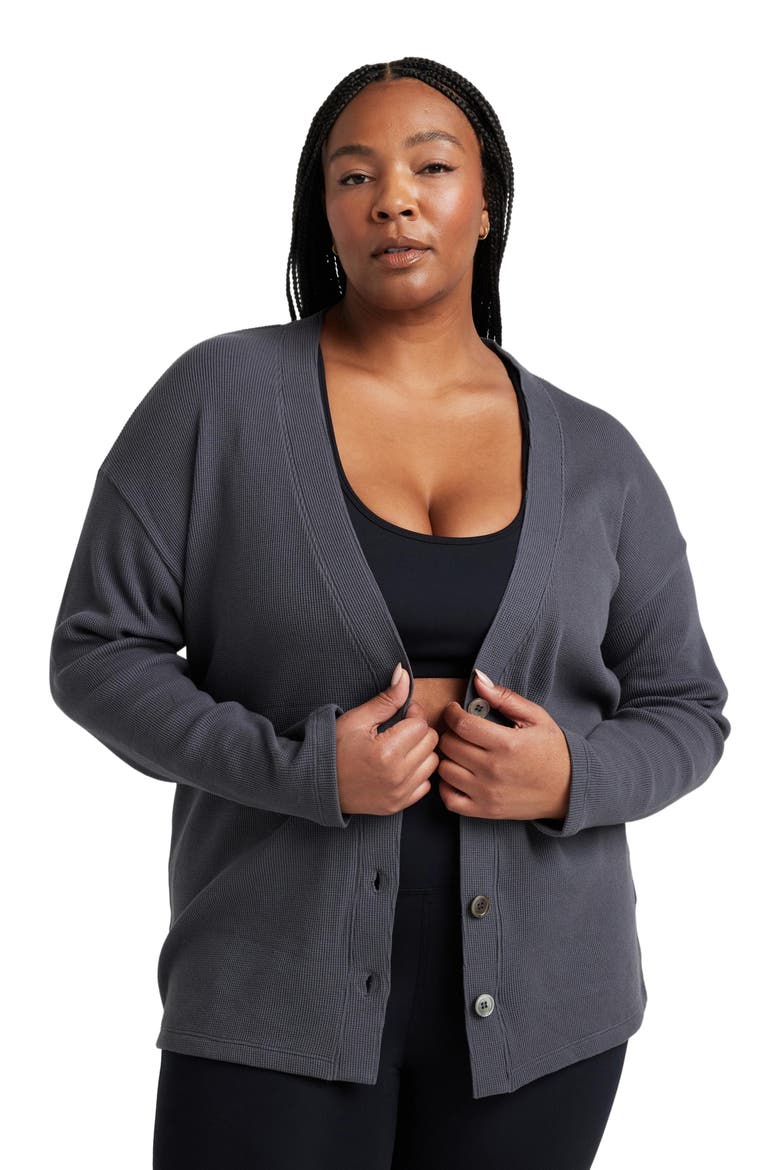 Organic Cotton Relaxed Cardigan, Alternate, color, Charcoal